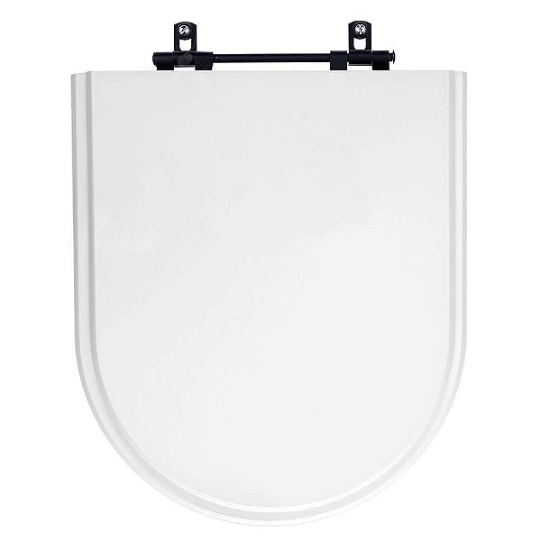 Tampa de Vaso Sanitário Poliéster Level Branco Com Ferragem Preta