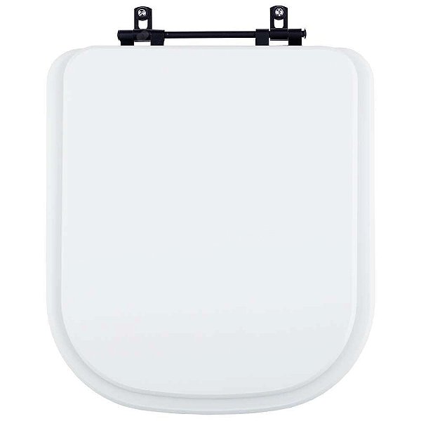 Tampa de Vaso Sanitário Poliéster Piano Branco para vaso Deca com Ferragem Preto Fosco