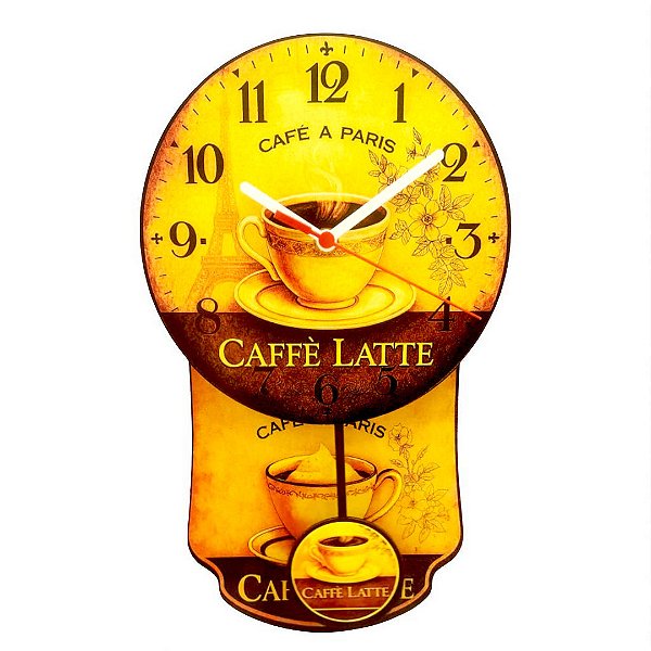 Relogio de Parede Pendulo Cafe Caffe Latte pendulart 2 variações