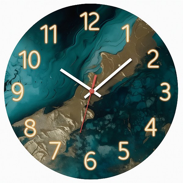 Relógio de Parede Abstrato Azul com Dourado