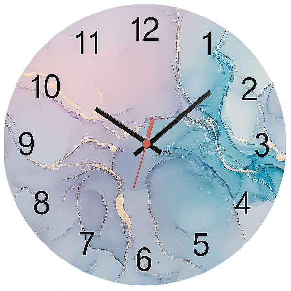 Relógio de Parede Abstrato Mármore Azul e Lilás