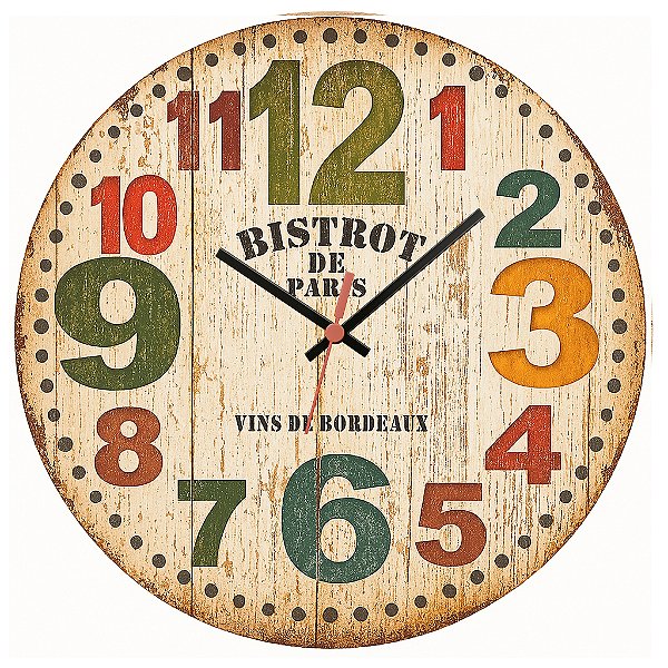Relógio de Parede Estilo Vintage Bistrô de Paris