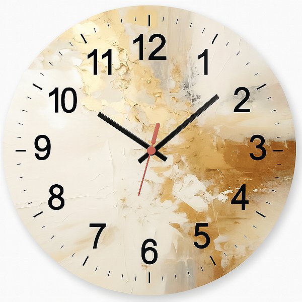 Relógio de Parede Marmore Bege Dourado