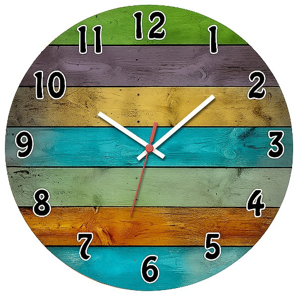 Relógio de Parede Rústico Colorido