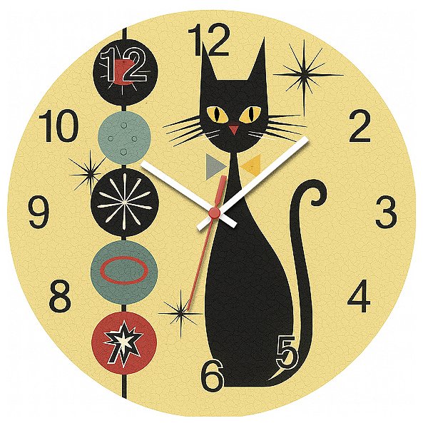 Relógio de Parede Gatos Coloridos – Arte Ilustrada Moderna