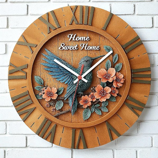 Relógio de Parede Beija-Flor Home Sweet Home – Estilo Vintage