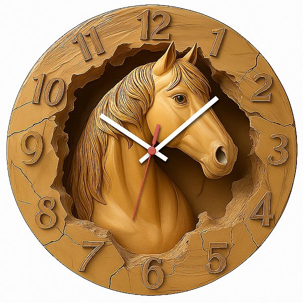 Relógio de Parede Cavalo em Relevo – Estilo Esculpido