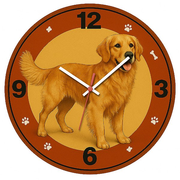 Relógio de Parede Cachorro Golden Retriever