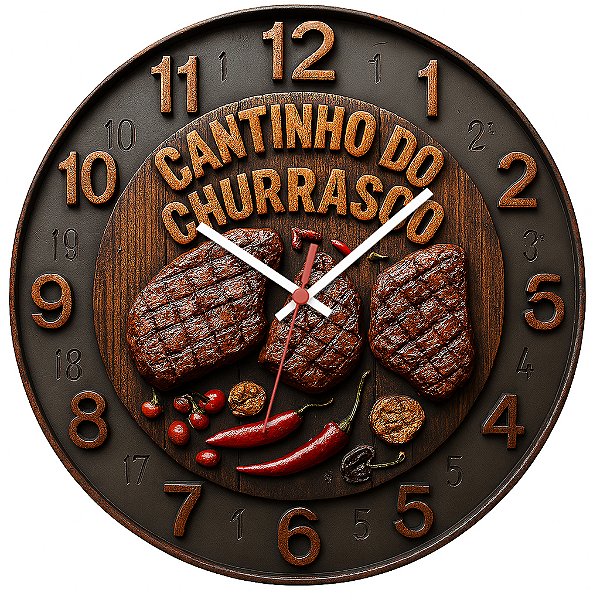 Relógio de Parede Cantinho do Churrasco com Pimentas