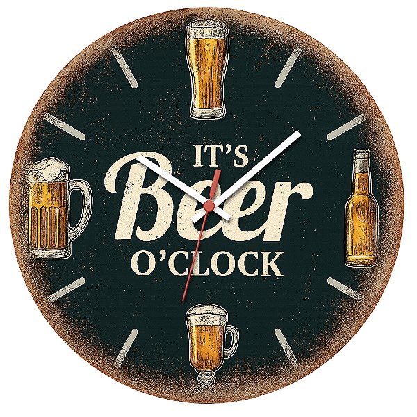 Relógio de Parede Beer O’Clock com Garrafa