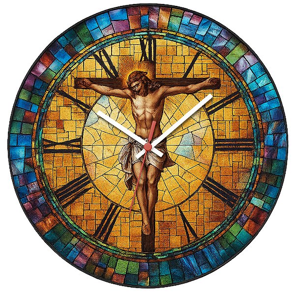Relógio de Parede Cristo Vitral