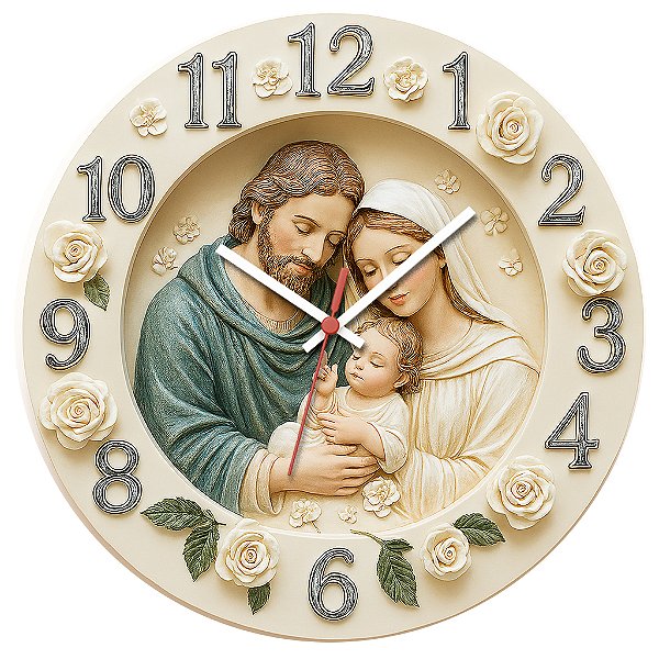 Relógio de Parede Jesus Maria e José