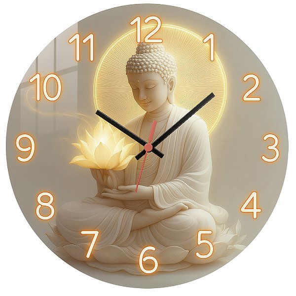 Relógio de Parede Buda Hindu Iluminado