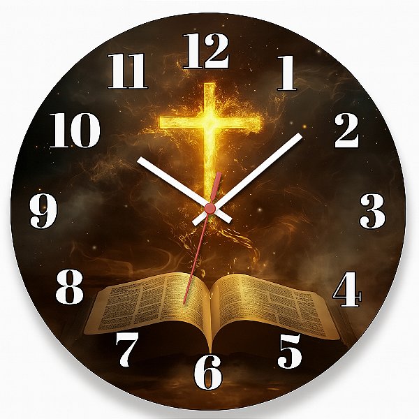 Relógio de Parede Cruz e Biblia