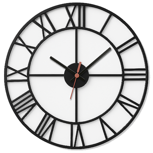 Relógio de Parede Minimalista Branco Recorte Minimalista Preto