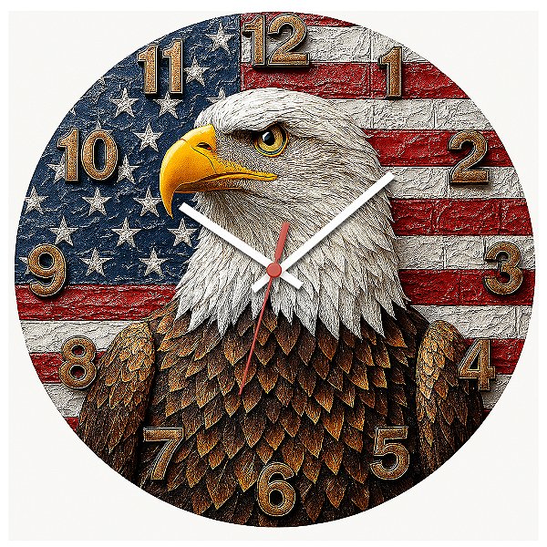 Relógio de Parede Países EUA Águia Bandeira Americana