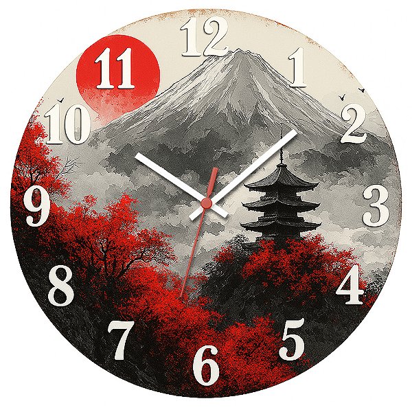Relógio de Parede Países Monte Fuji Templo