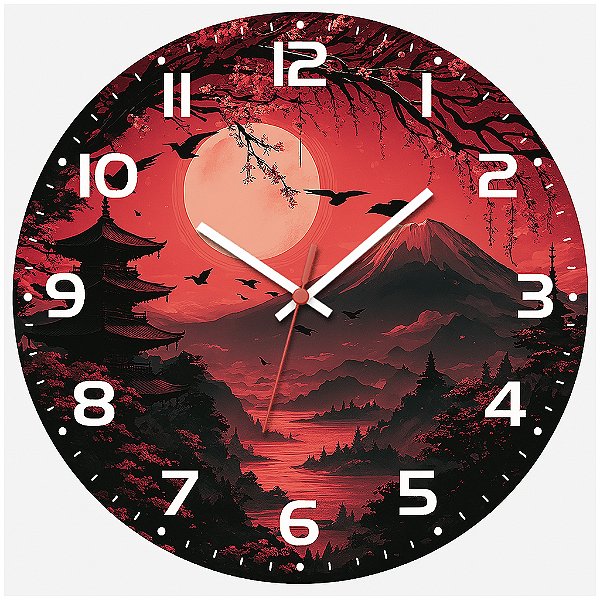 Relógio de Parede Países Monte Fuji Vermelho