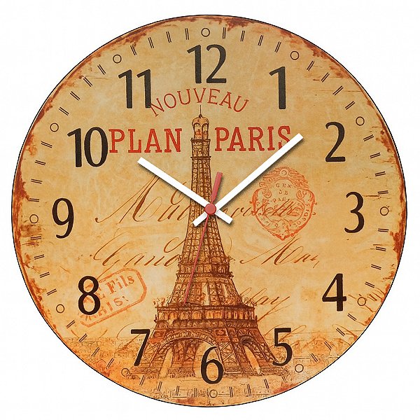 Relógio de Parede Países França Torre Eiffell Vintage