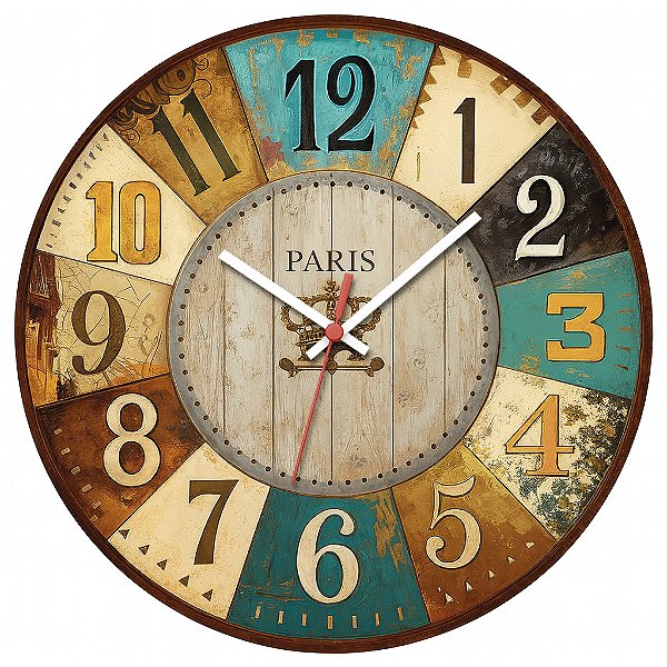 Relógio de Parede Países França Vintage Colorido