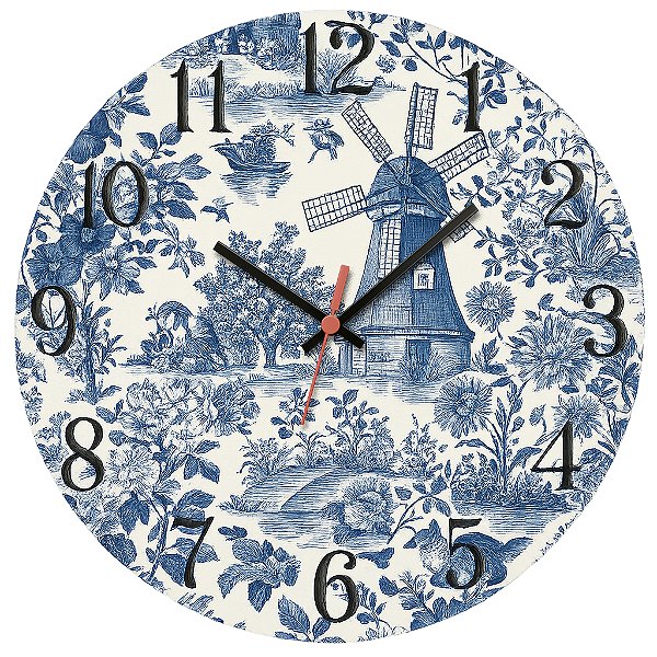 Relógio de Parede Países Holanda Moinho Estilo Azulejo