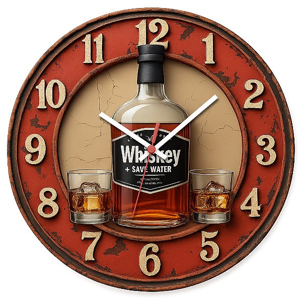 Relógio de Parede Whisky Save Water