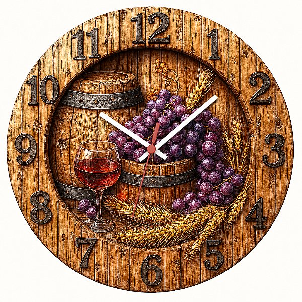 Relógio de Parede Vinho Dois Barris Rústico