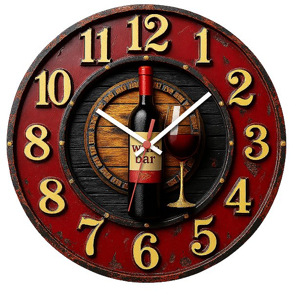 Relógio de Parede Vinho Wine Bar Estilo Vintage