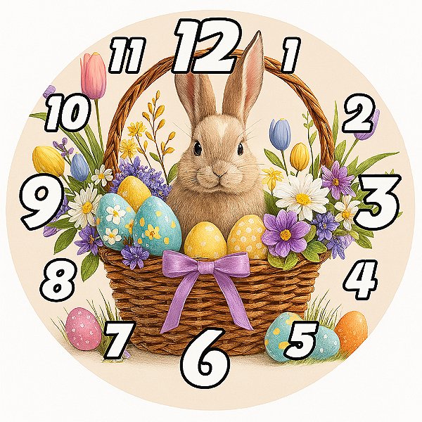 Relógio de Parede Datas Festivas Páscoa Ovos Coelho