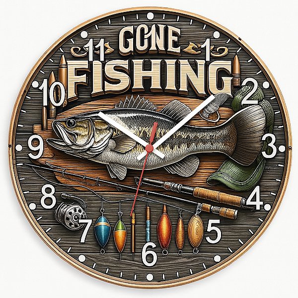 Relógio de Parede Pescador Gone Fishing