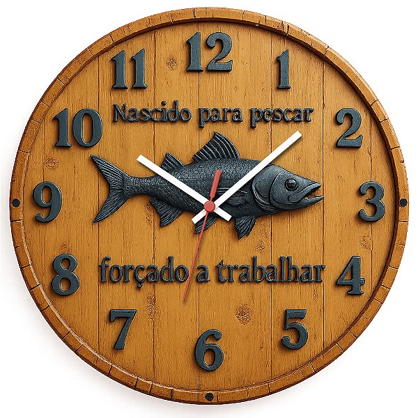 Relógio de Parede Pescador Nascido Para Pescar