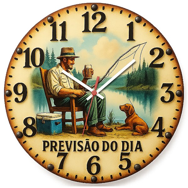 Relógio de Parede Pescador Previsão do Dia