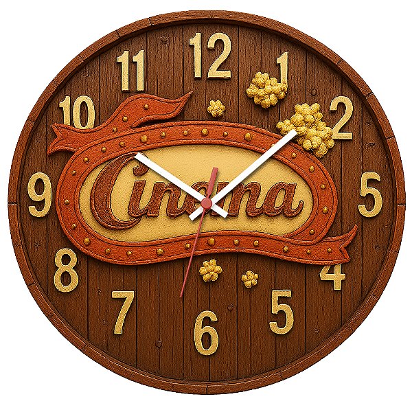 Relógio de Parede Cinema Logo em Madeira