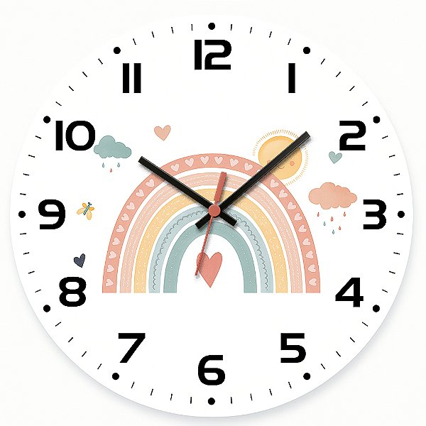 Relógio de Parede Infantil Arco Iris