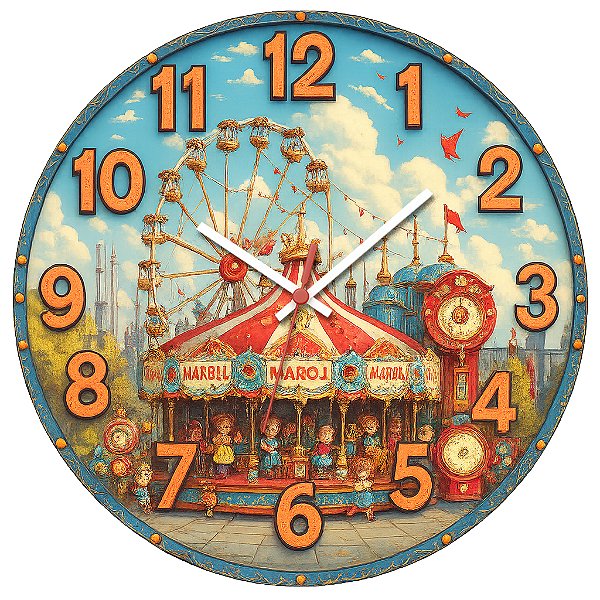 Relógio de Parede Infantil Circo Parque de Diversão