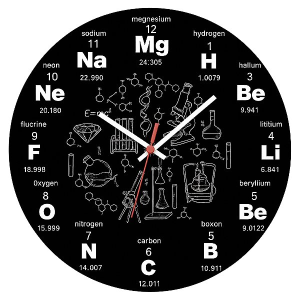 Relógio de Parede Infantil Tabela Periódica