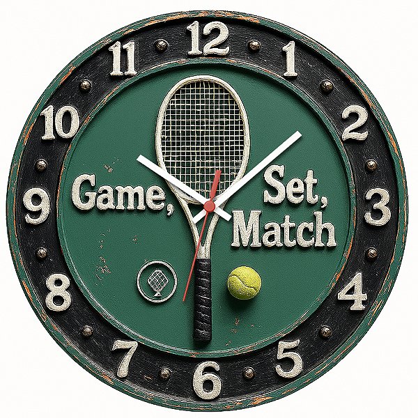 Relógio de Parede Esportes Tênis Game Set Match