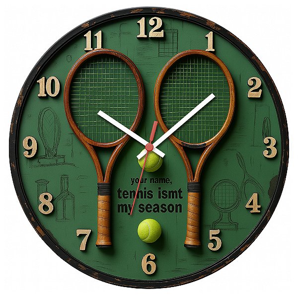 Relógio de Parede Esportes Tênis Duas Raquetes