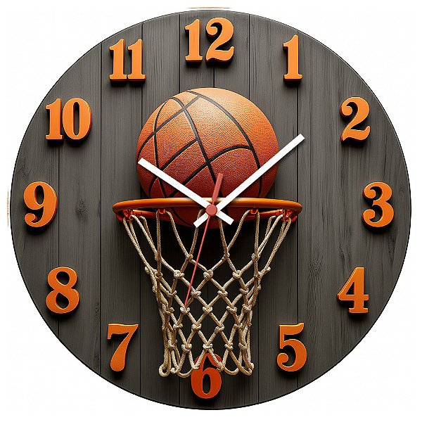 Relógio de Parede Esportes Basquete Cesta com Bola