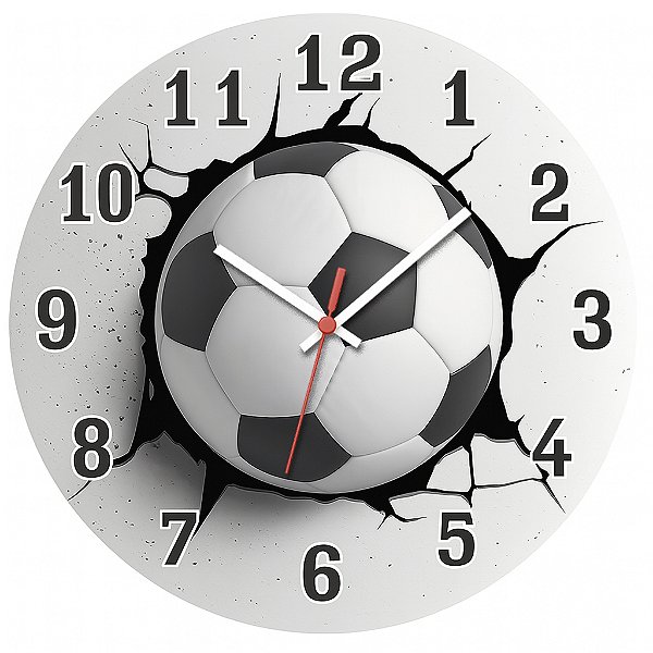 Relógio de Parede Esportes Futebol Bola Clássica Furando Parede