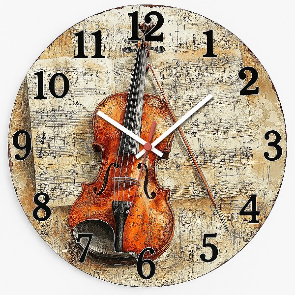 Relógio de Parede Música Corpo Violino Partitura Antiga