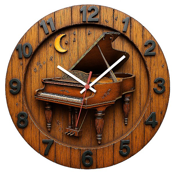 Relógio de Parede Música Piano Lua