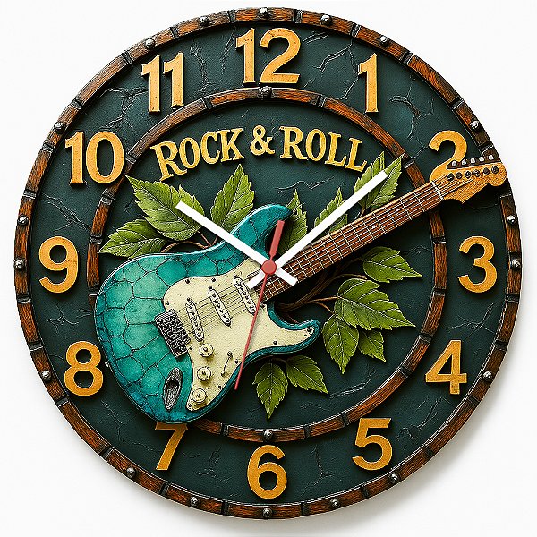 Relógio de Parede Música Guitarra Flores