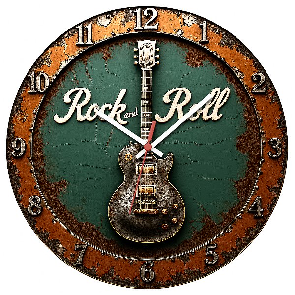 Relógio de Parede Música Guitarra Rock Verde