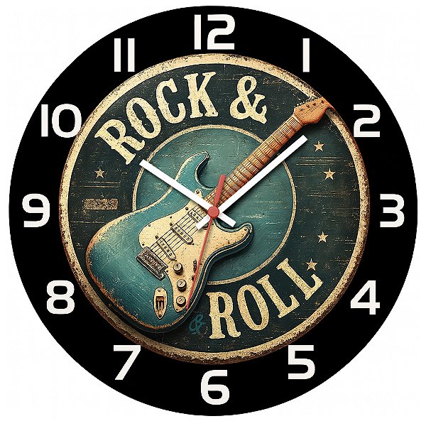 Relógio de Parede Música Guitarra Rock Vintage