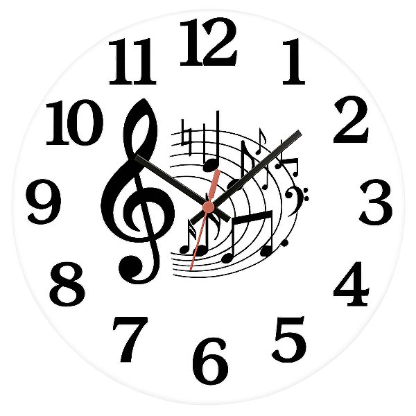Relógio de Parede Música Notas Musicais Clave de Sol