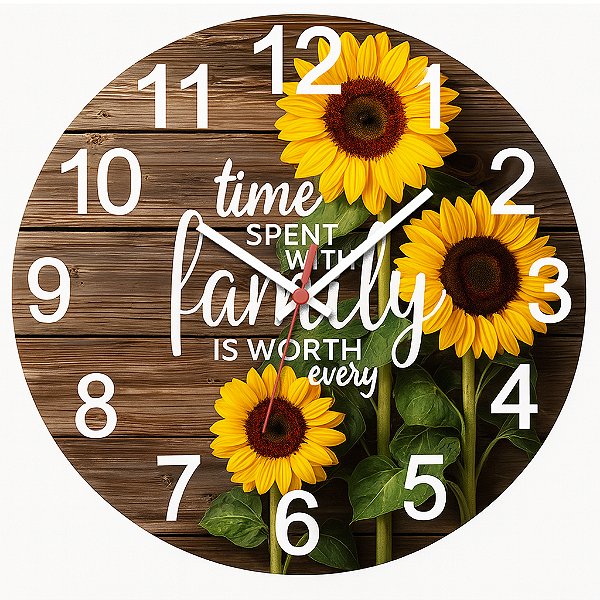 Relógio de Parede Frases Time Spent Family