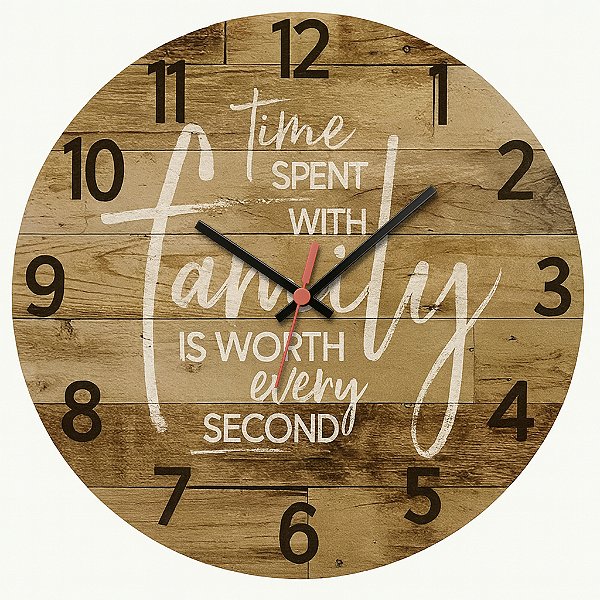 Relógio de Parede Frases Time Spent Family Madeira