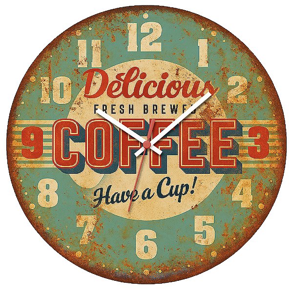 Relógio de Parede Café Delicious Fresh Brew Coffee