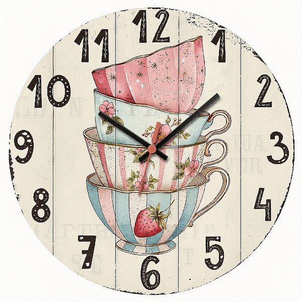Relógio de Parede Café Xícaras Empilhadas